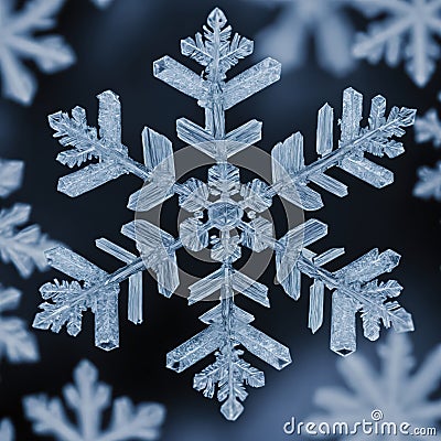 High quality macro image of a realistic snowflake. Stock Photo