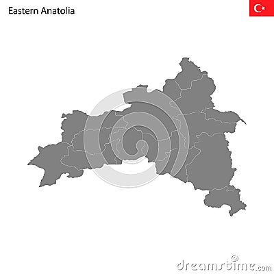 High Quality map Eastern Anatolia region of Turkey, with borders Stock Photo