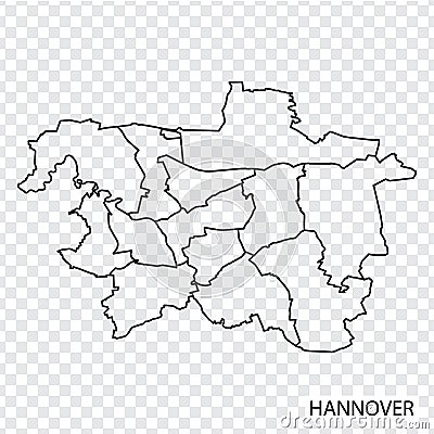 High Quality map of Hanover is a city of Germany. Map of Hannover . Lower Saxony. Vector Illustration