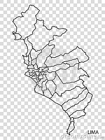 High Quality map of Lima is a capital of Peru, with borders of the regions. Map of Lima for your web site design, app, UI. Vector Illustration