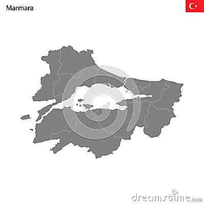 High Quality map Marmara region of Turkey, with borders Stock Photo