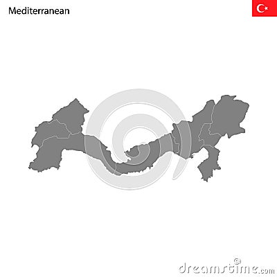 High Quality map Mediterranean region of Turkey, with borders Stock Photo