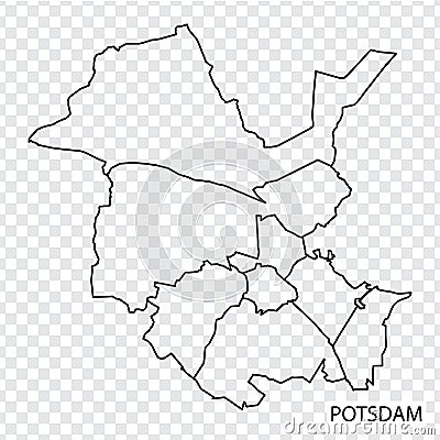 High Quality map of Potsdam is a city The Germany, with borders of the regions. Map Potsdam for Brandenburg your web site desig Vector Illustration