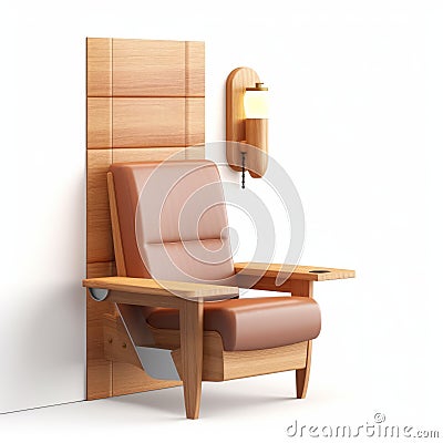 Reclining Lounge Chair With Wall Mounted Light In Confessional Style Stock Photo