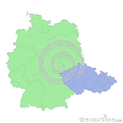 High quality political map of Germany and Czech with borders of the regions or provinces Vector Illustration