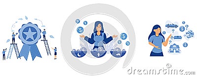 high quality rating people teamwork, Financial concept of budget planning, diversification, Making choice, decision in finance Vector Illustration