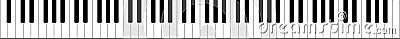 High quality proportionate vector illustration of full lenght 88 keys piano keyboard Vector Illustration