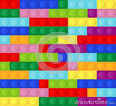 High quality seamless background of colored plastic bricks Vector Illustration