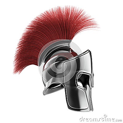 high quality spartan helmet, Greek roman warrior Gladiator, legionnaire heroic soldier, sprts fan render isolated Stock Photo