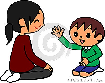 High quality vector of Boy telling a story with his mother Vector Illustration