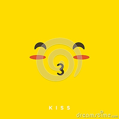 High quality vector cartoon with kissing mouth emoticons with Flat Design Style, social media reactions - Vector EPS10 Vector Illustration