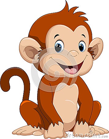 High quality vector monkey colored in brown and very healthy Vector Illustration