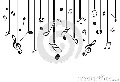 White music notes with lines Vector Illustration