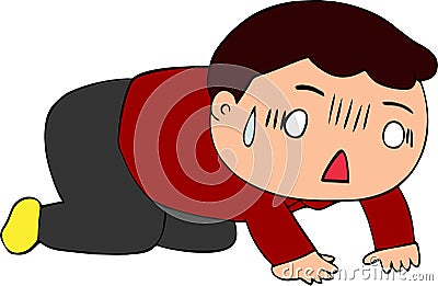 High quality vector of young man who is very tired Vector Illustration