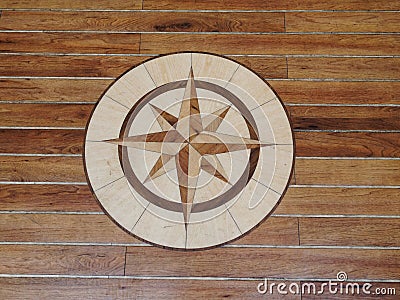 High quality wooden floor of a sailing boat Stock Photo
