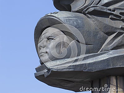 High relief with the image of Yuri Gagarin, the first cosmonaut of the world Editorial Stock Photo