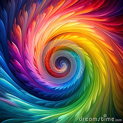 High-resolution AI-generated image of intricately designed and colorful vortex Stock Photo