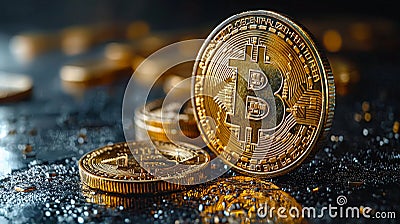High-Resolution Bitcoin Stock Concept Image. Generative AI Stock Photo