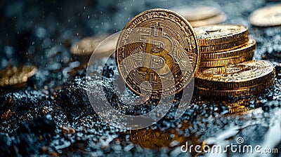 High-Resolution Bitcoin Stock Concept Image. Generative AI Stock Photo
