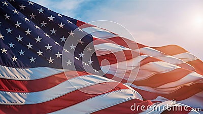 A high-resolution close-up of an American flag Stock Photo