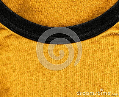 Cotton Fabric Texture - Bright Orange with Black Collar Stock Photo