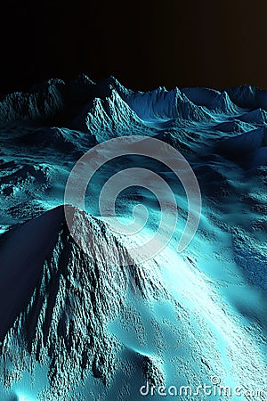 High-resolution 3D visualization of a glacier field with LiDAR GIS data showcasing elevation and ice flow patterns. Stock Photo