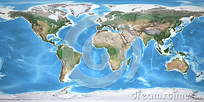 High resolution detailed map of the Earth Cartoon Illustration