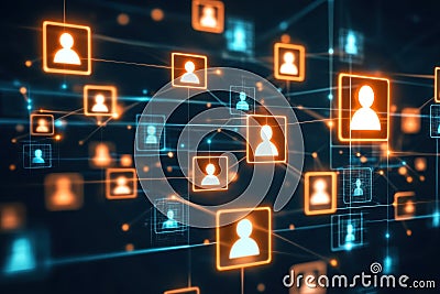 High Resolution Digital Visualization of Interconnected User Profiles in a Networked Environment Stock Photo