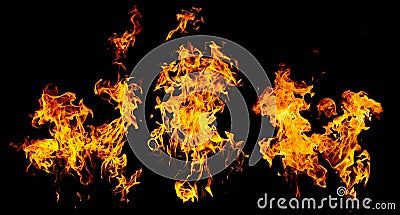 High resolution fire flames from torch, isolated on black background Stock Photo