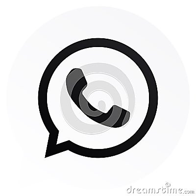 High resolution image of black & white whatsapp icon Vector Illustration