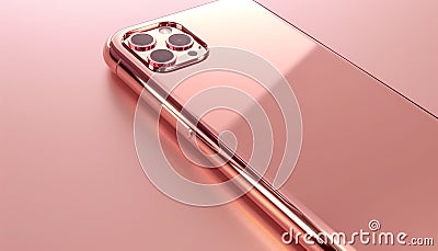 The soft, rosy glow of a rose gold iPhone, its sleek design enhancing its visual allure Stock Photo