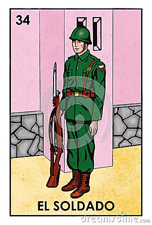 LoterÃ­a Mexicana - El Soldado - High resolution image Editorial Stock Photo