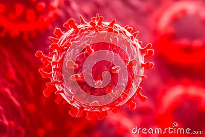A high-resolution image of a red virus darting through the veins. Generative Ai. Stock Photo