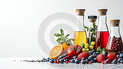 A high-resolution 8K image showcasing a modern representation of food science, isolated on a clean white background. Generative AI Stock Photo