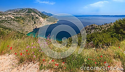 High resolution panorama Croatia, mountains and sea, view of the bay, Makarska Stock Photo
