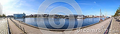 High resolution panorama of the port of Kiel on a sunny day Stock Photo