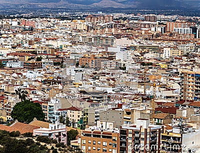 tiled roofs of the old town of Alicante Andalusia Spain Editorial Stock Photo