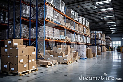 Efficient Inventory Management in a Spacious Warehouse Stock Photo