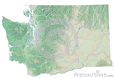 High resolution topographic map of Washington Stock Photo