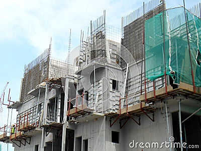 High rise apartment construction using the precast system aluminium form work. Editorial Stock Photo