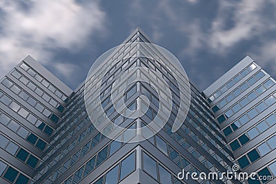 High Rise Building in Cloudy Sky Stock Photo