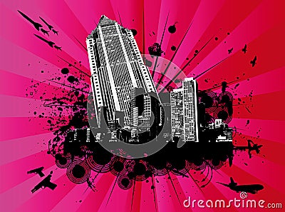 High-rise building in explodin Vector Illustration