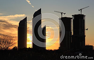 High rise buildings at sunset, Toronto, Canada Stock Photo