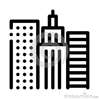 High-Rise Buildings View Icon Vector Outline Illustration Vector Illustration