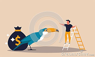 High rise business and career progress direction. Investor goal growth and success wealth for people vector illustration concept. Vector Illustration