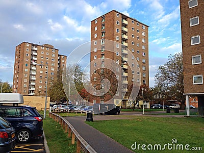 High rise flats or apartments. Social housing. Editorial Stock Photo