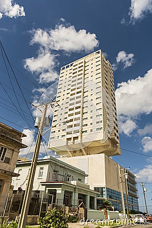 High-rise residential building Vedado Havana Editorial Stock Photo