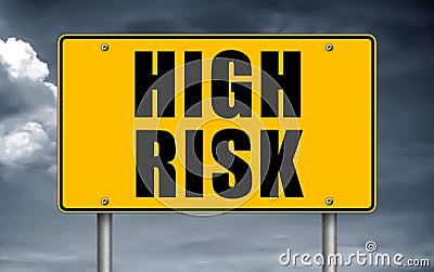 High Risk - road sign information board Stock Photo