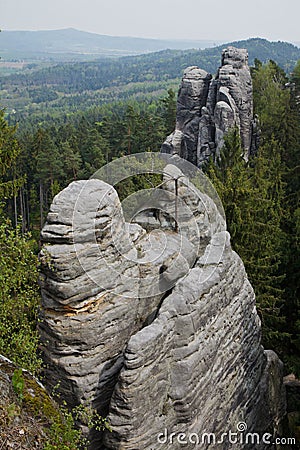 High rock towers in Bohemian paradise Stock Photo