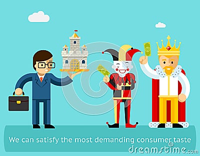 High sales and satisfied customers business concept Vector Illustration